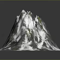 Snowy Mountain Terrain With Snow Covered Peaks Rocky Slopes And Green Vegetation Patches