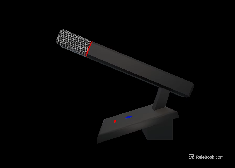 Modern Black Desktop Speaker With Red Accent And Control Buttons On Base 3d model