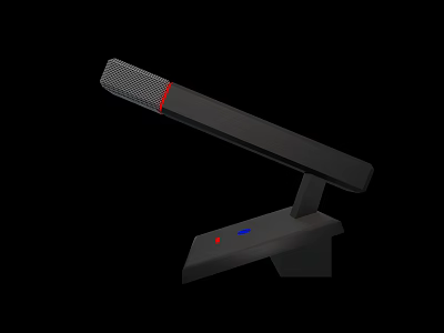Modern Black Desktop Speaker With Red Accent And Control Buttons On Base 3d model