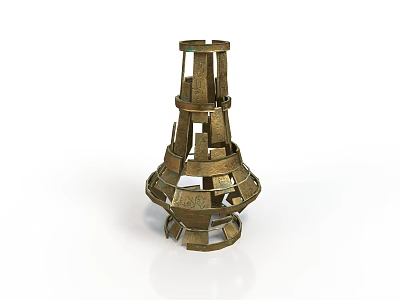 Gorgeous Style Brass Cylinder Brass Cylinder Carving Design Geometric Pattern Building Object 3 Object Smooth Texture Simple Background 3d model