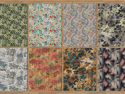 Square Decorative Rugs Featuring Various Floral Leaf and Geometric Patterns for Interior Design 3d model