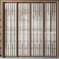 Modern Interior Sliding Doors With Wooden Frame Glass Panels And Decorative Stripes