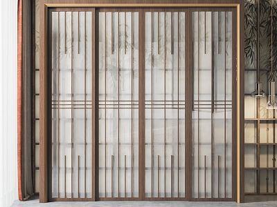 New Chinese-style sliding door 3d model