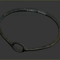 Artistic Ancient Green Metal Circular Ring Sculpture With Rustic Surface Texture