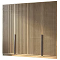 Elegant Modern Wardrobe Interior With Wooden Frame Perforated Doors And Open Storage Shelves
