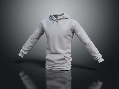 Casual Grey Hooded Sweatshirt with Long Sleeves and Front Pocket Design 3d model