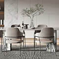 Modern dining room table and chair chandelier combination 3d model