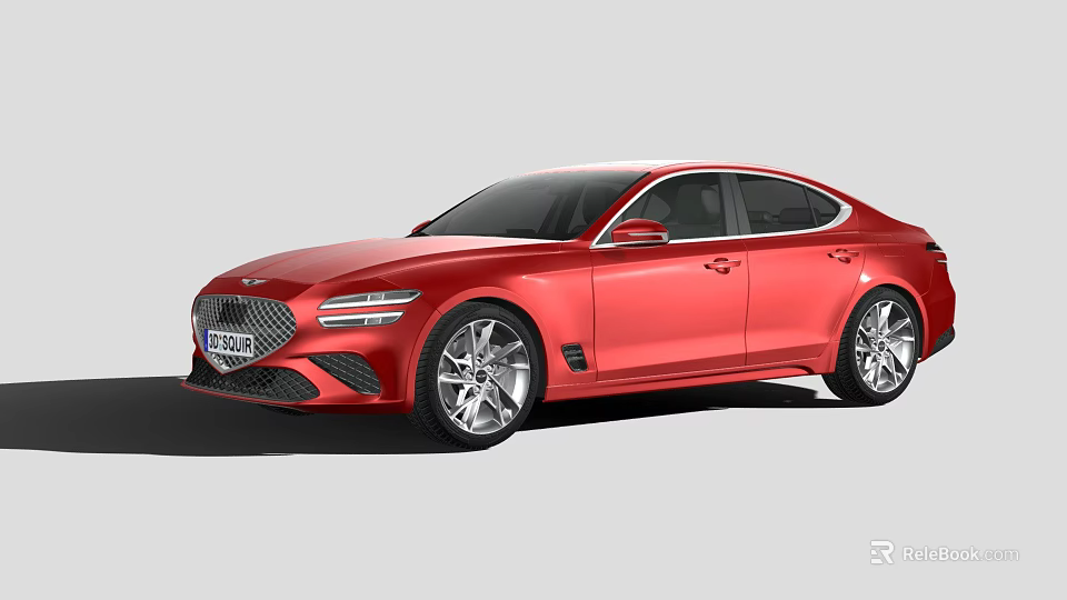 Red Modern Sports Sedan With Sleek Exterior Design And Alloy Wheels 3d model 