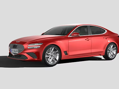 Red Modern Sports Sedan With Sleek Exterior Design And Alloy Wheels 3d model