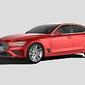 Red Modern Sports Sedan With Sleek Exterior Design And Alloy Wheels