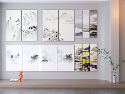 Chinese Hanging Painting Frame Photo Frame Wall Decorative Painting 3d model