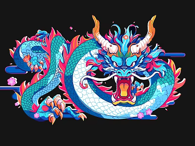 Commercial Decorative Dragon Artwork With Vibrant Colors And Intricate Design 3d model