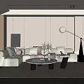 Modern corner sofa coffee table combination 3d model
