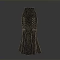 Elegant Gray Mermaid Style Skirt With Laced Waist And Flared Hem Design Details