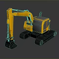 Yellow Functional Construction Vehicle Excavator With Crawler Tracks Front Bucket Operator Cabin 3d model