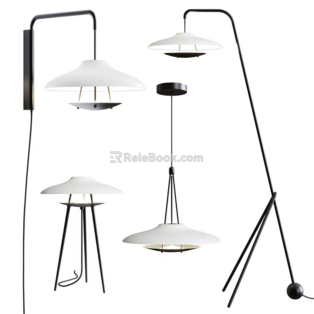 Modern lamp combination floor lamp chandelier combination 3d model