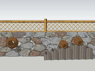 New Chinese style fence courtyard wall 3d model