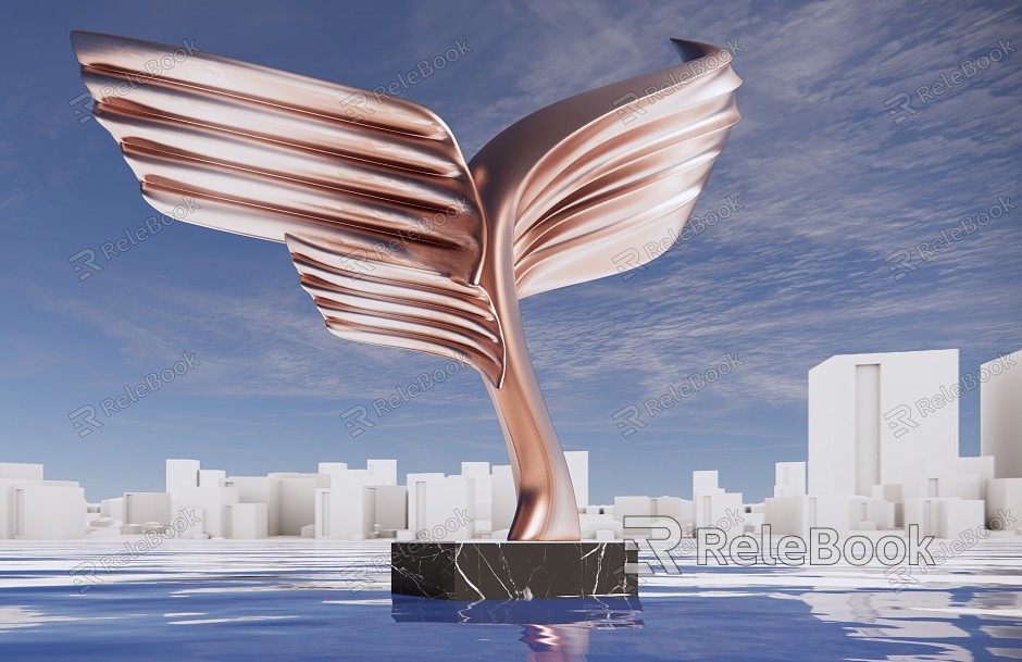 Modern City Sculpture Flying Wings Theme Abstract Sculpture model