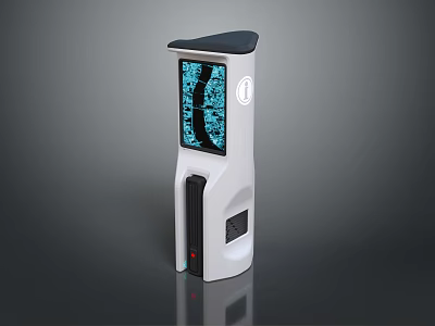 Modern Self Service Kiosk With Touchscreen Display And Black Top Design 3d model
