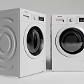 Two White Front Loading Washing Machines With Modern Sleek Design And Compact Build 3d model
