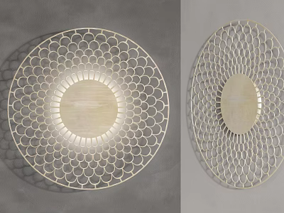 Modern Round and Oval Wall Lamps Featuring Hollow Patterns and Illuminated Center 3d model