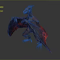 Red Dragon With Glowing Textured Wings Standing On Dark Gray Background Showing Reflection