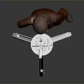 3D Model of Brown Suit Figure Standing By White Tripod With Device