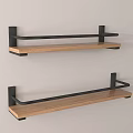 Modern Wall Mounted Storage Shelves With Wooden Boards And Black Metal Brackets