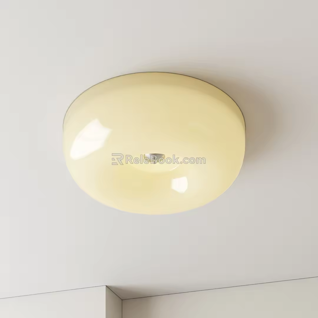 Cream style simple ceiling lamp 3d model