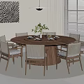 Quiet Round Dining Table and Chair Combination Dining Table and Chair 3d model