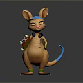 Playful Cartoon Kangaroo Character With Blue Cap Pink Headphones And Red Skateboard