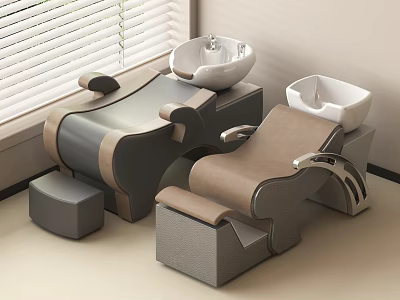 Modern Massage Chairs In Gray And Brown Leather With Sleek Design And Footstools 3d model