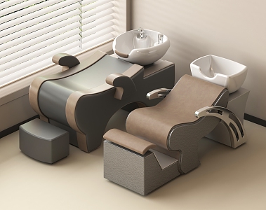 Barber chair shampoo chair massage chair perm chair barber shop shampoo bed combination 3d model