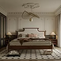 Classic Bedroom Interior Design With Wooden Bed Nightstands Lamps Arched Window And Patterned Rug