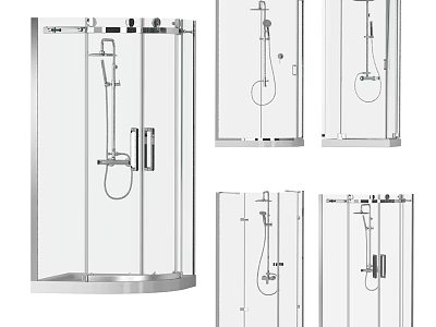 Contemporary Shower Sauna Design With Clear Glass Enclosure Adjustable Showerhead And Chrome Handles 3d model