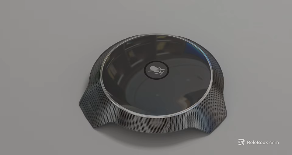 Circular Black Portable Bluetooth Speaker Featuring Microphone Icon And High Wireless Sound Quality 3d model 