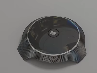 Circular Black Portable Bluetooth Speaker Featuring Microphone Icon And High Wireless Sound Quality 3d model
