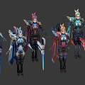 Game Movie Characters With Royal Crowns Magic Staffs And Colorful Armor Designs