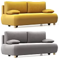 Modern Yellow and Gray Sofa with Comfortable Pillows and Sturdy Legs 3d model