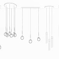 Modern Stylish Chandeliers With Circular Rings And Bar Shaped Metallic Elements 3d model