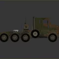 Camouflage Painted Military Truck With Multiple Wheels And Heavy Duty Transport Structure