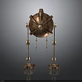 3D Metallic Copper Robot Character With Four Legged Structure And Reflective Base