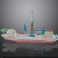 Colorful Model Water Vessel With White Pink Blue Design And Upper Deck Facilities