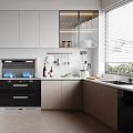 Modern Open Kitchen Interior Design With White And Wooden Cabinets Island Counter And Appliances