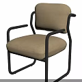 Modern Single Chair With Beige Upholstery And Black Metal Frame Design