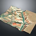 Detailed 3D Terrain Model with Mountains River and Colorful Geographic Features