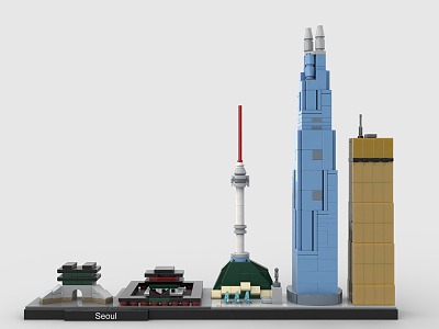 LEGO toy blocks city skyline complex seoul 3d model