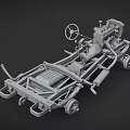 Detailed 3D Model of Car Chassis with Mechanical Components and Structure