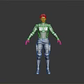 Game Movie Character With Silver Short Hair In Futuristic Tech Armor 3D Render