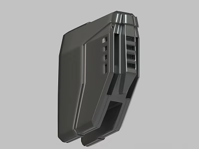 Black Industrial Design Electronic Device Case With Structured Surface And Vertical Ventilation Slots 3d model